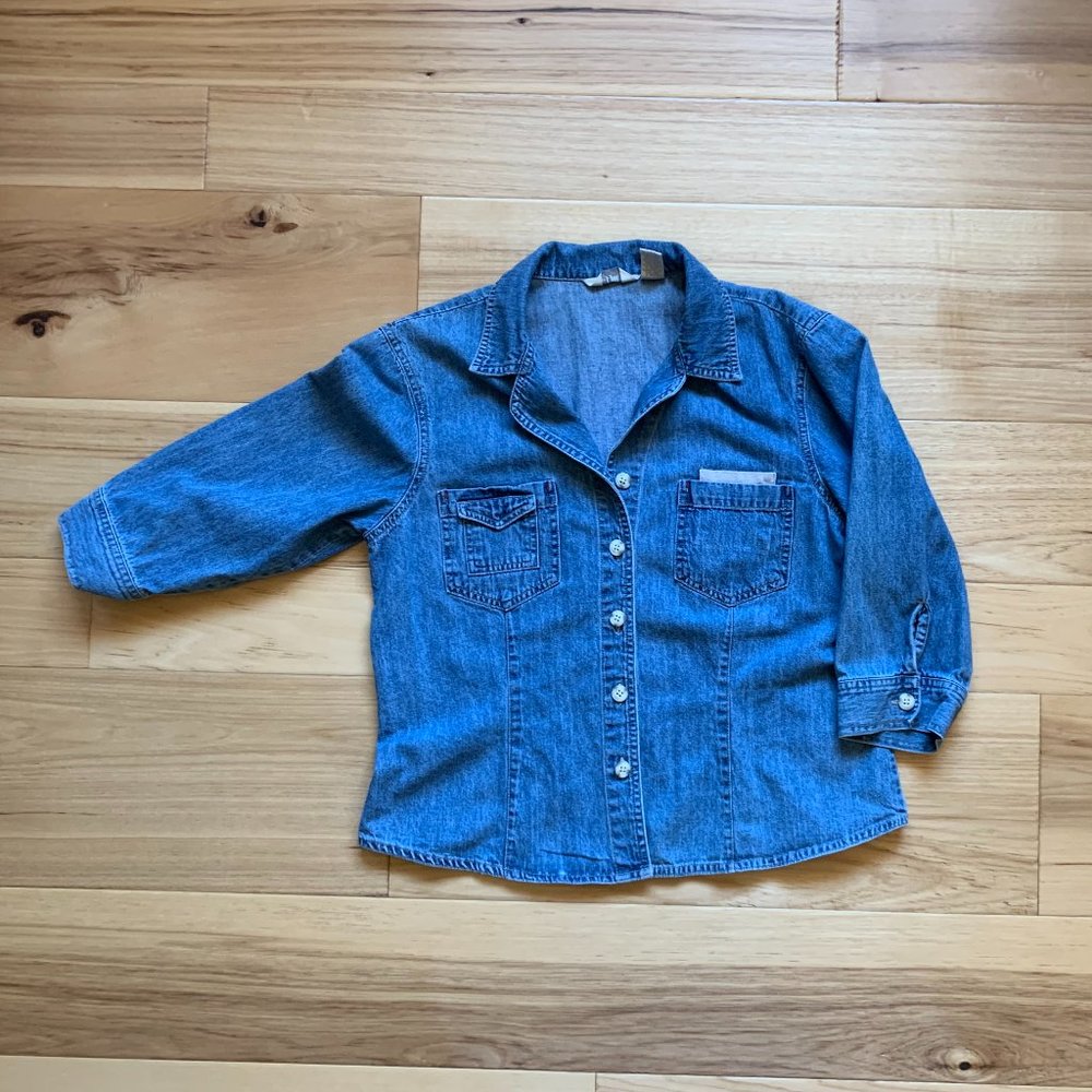 J. Jill Lightweight Denim Shirt Jacket, Size Medium